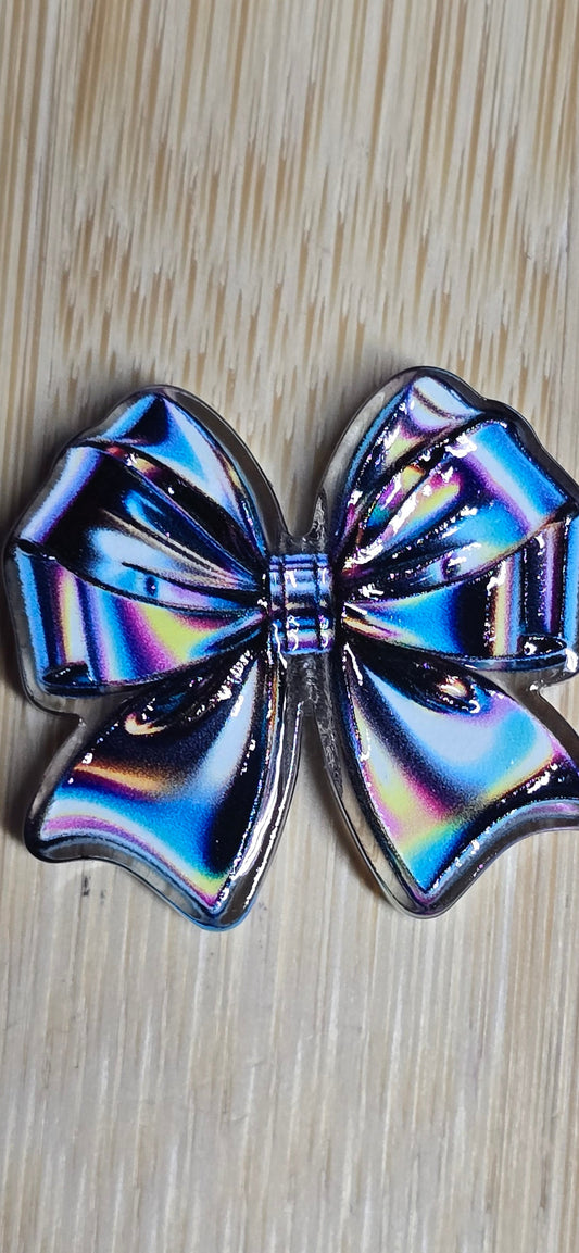 Acrylic focal beads blue rainbow bow