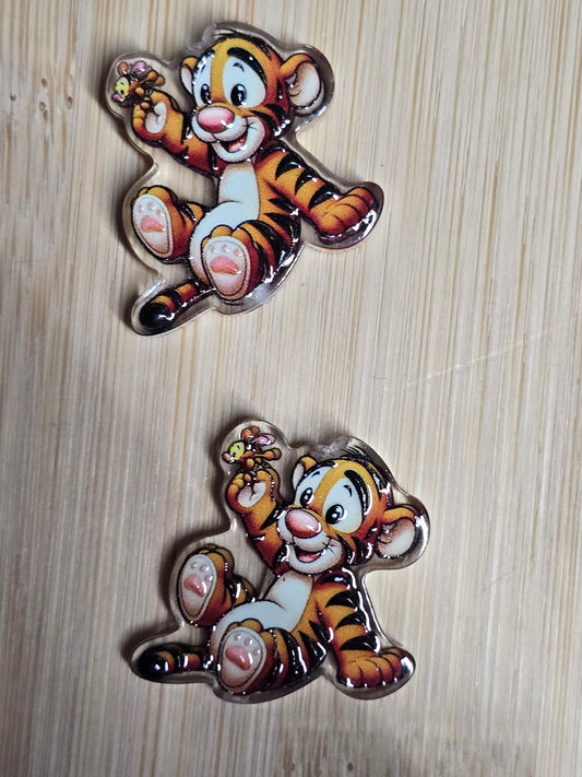 Acrylic focal beads- DS orange cat