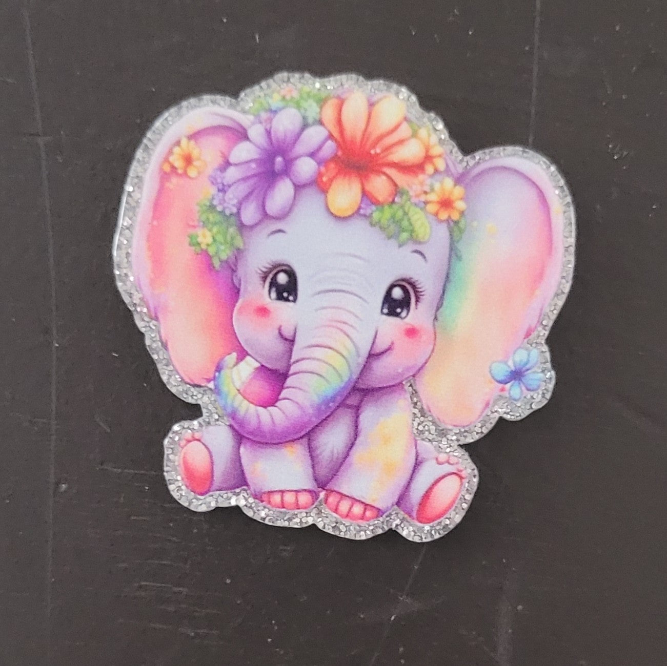 So cute elephant with flower crown- diy flatback acrylic