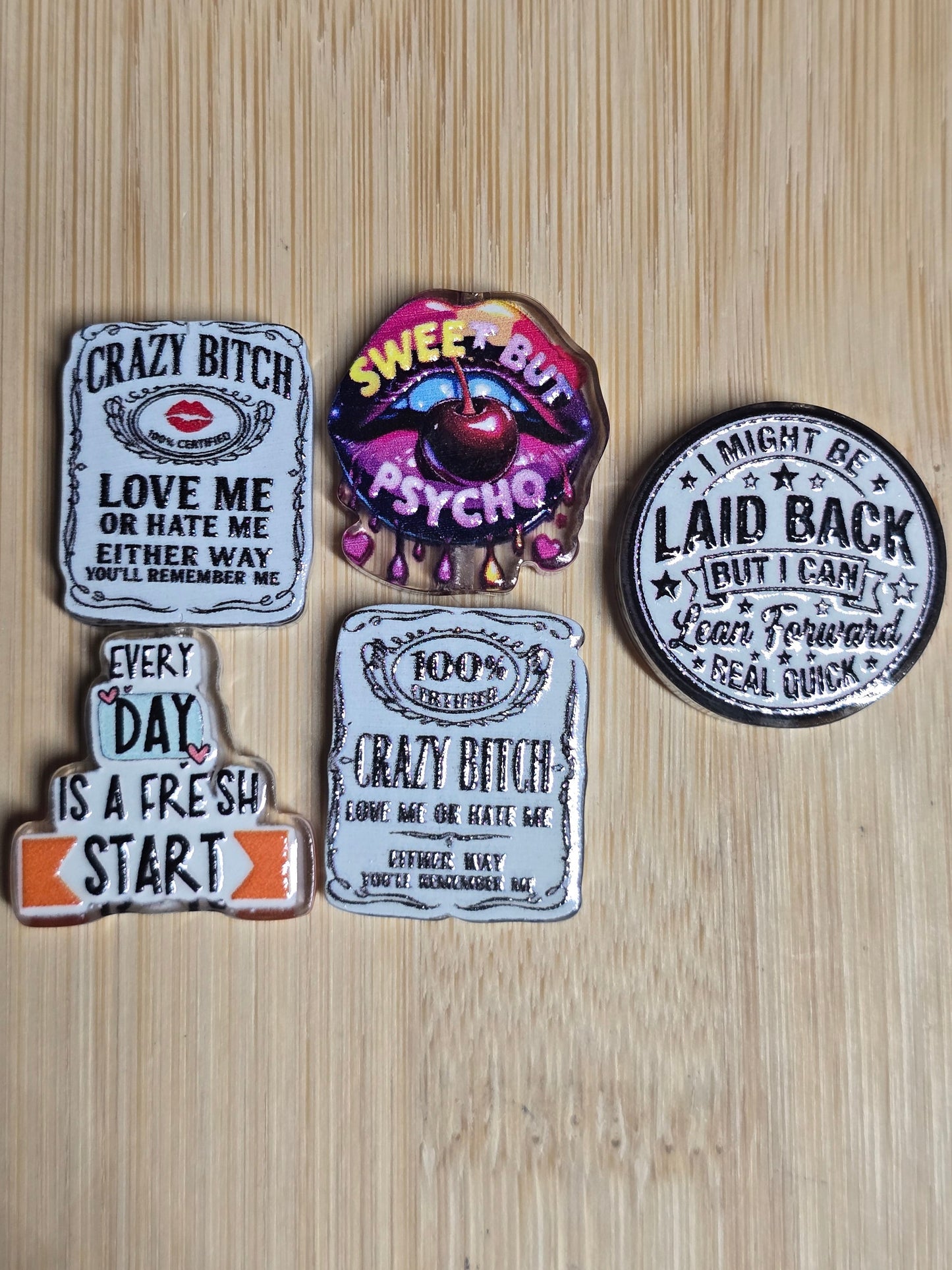 Acrylic focal beads words mix