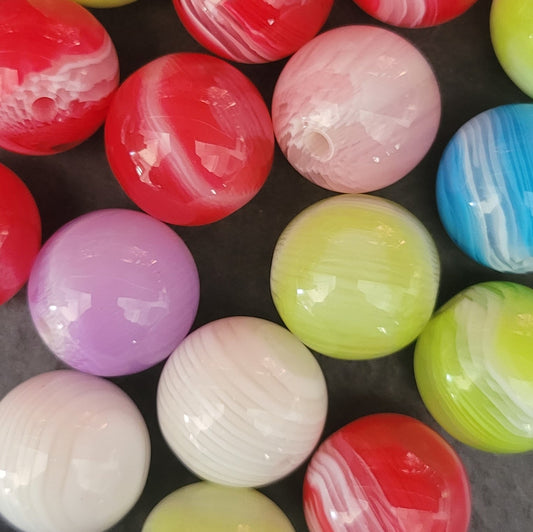 20mm multi color acrylic  beads- 10pcs