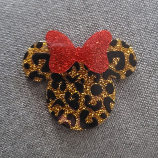 DIY acrylic flatback- leopard print mouse ears