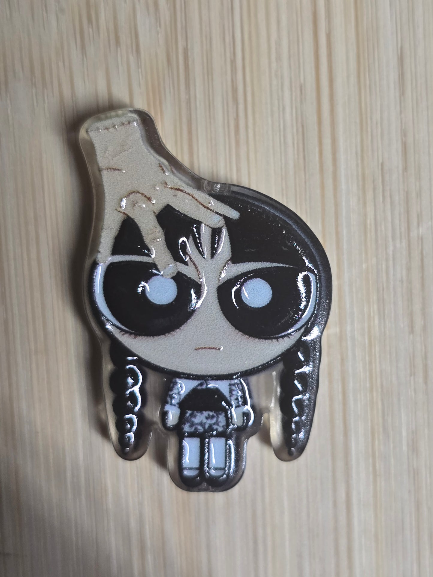 Acrylic focal beads dark humor girl and hand