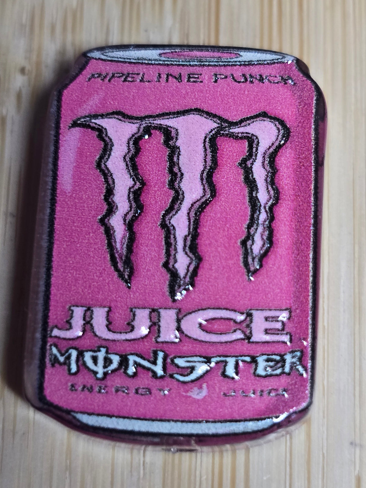 Acrylic focal beads- pink energy drink