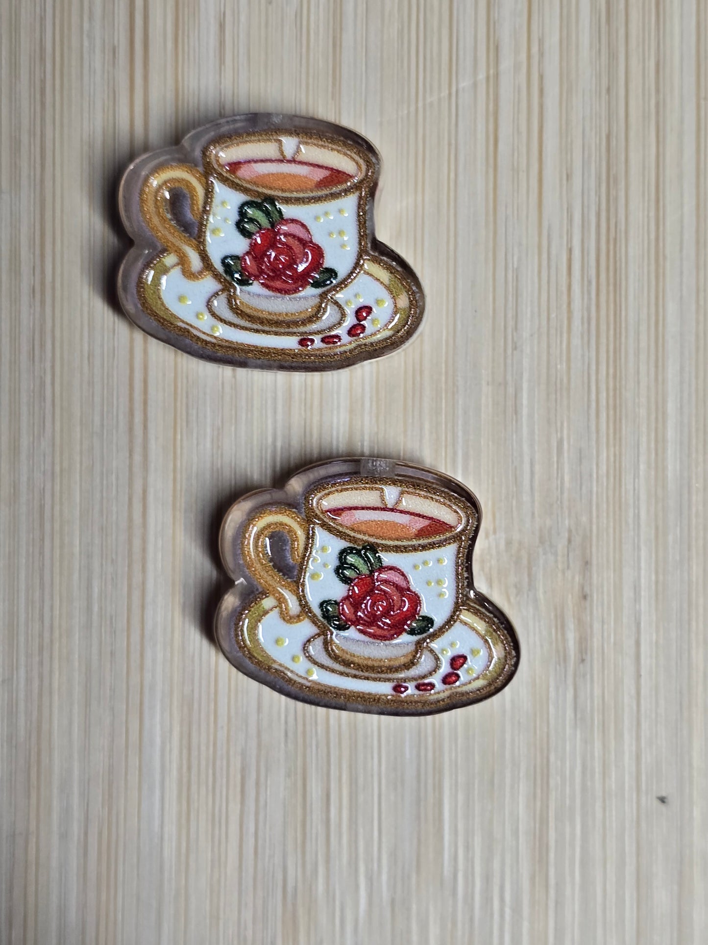 Acrylic focal beads- teapot & teacup set