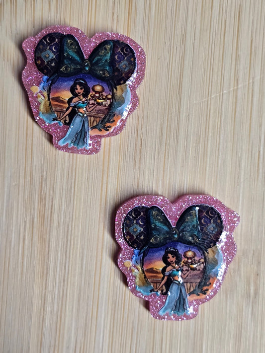 Acrylic focal beads DS mouse head shape with blue princess