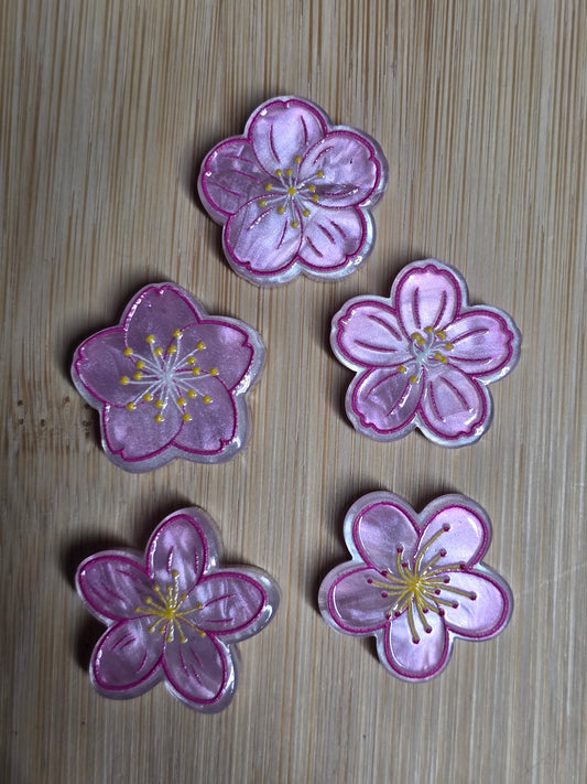 Acrylic focal beads pink flower mix