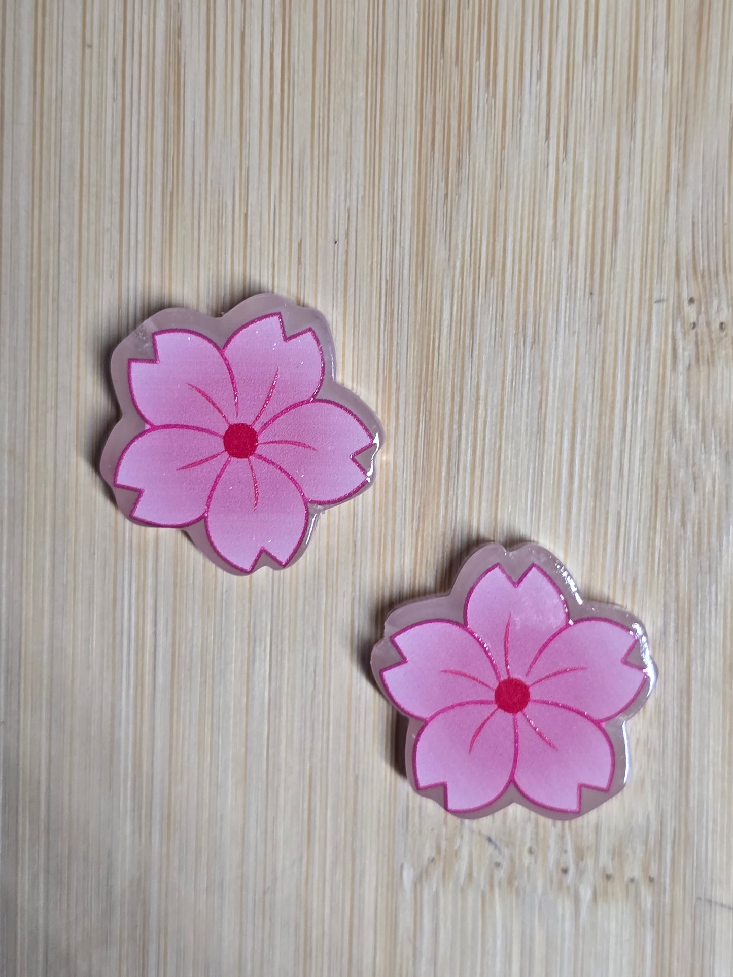 Focal- acrylic focal beads pink flower