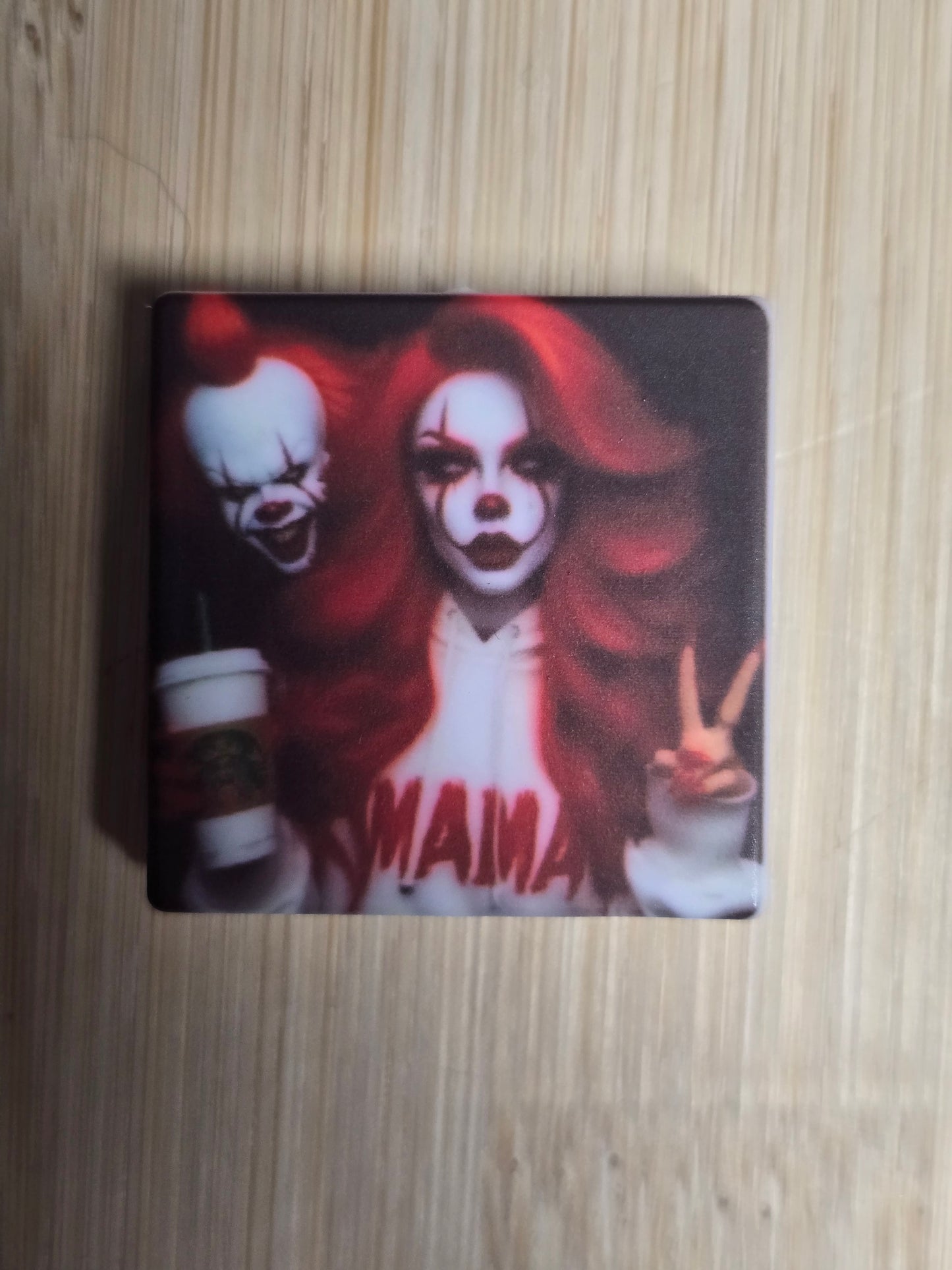 Focal silicone printed focal bead- clown