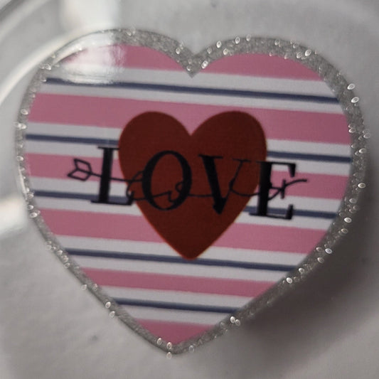 DIY acrylic flatback- striped heart