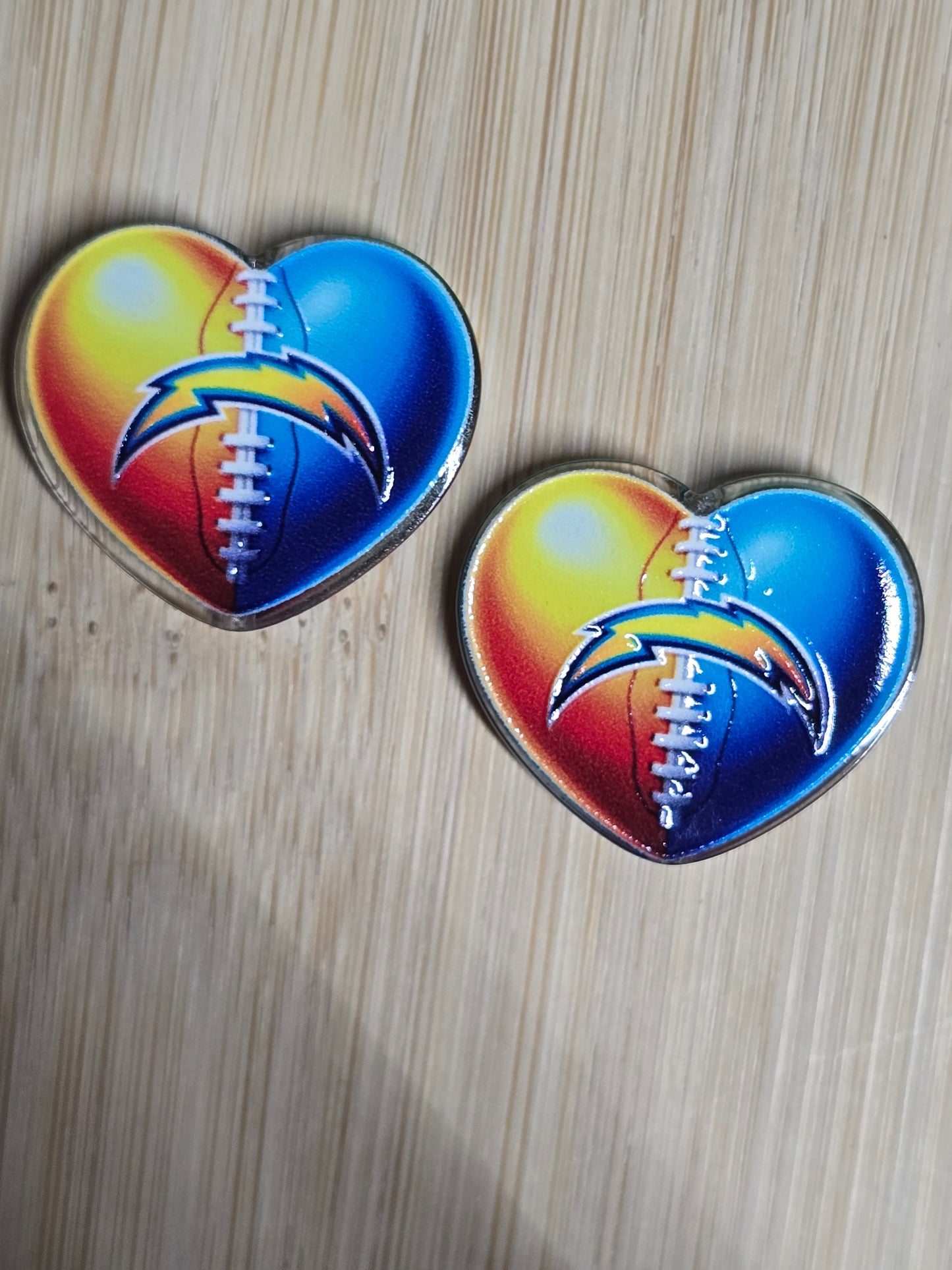 Acrylic focal beads heart shape NFL teams